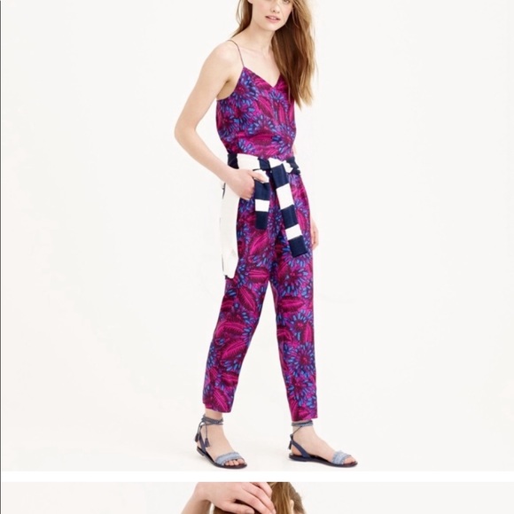 J. Crew Midnight Floral Silk Jumpsuit - Picture 4 of 8